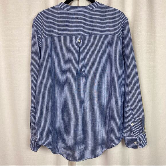 J.Crew Blue&Yellow Linen Tunic Top Blouse Sz.S NWT - Picture 8 of 11